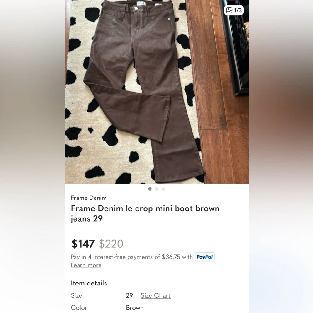 Frame Dark Chocolate Le Crop Mini Boot Stretchy Cropped Boot Cut Jeans (Size 26)